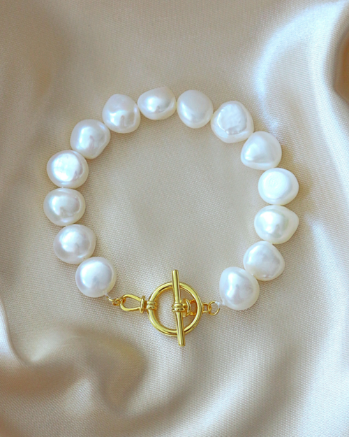 Baroque Genuine Freshwater Pearls & 925 Sterling Silver Bracelet My Store