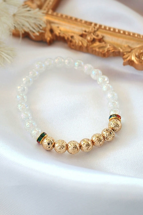 Aroma Diffuser Bracelet – Golden Lava Stone Elastic Bracelet My Store