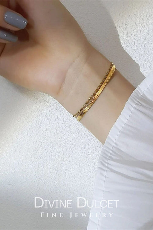 Flat Chain 18 Karats Two Layers Bracelet My Store
