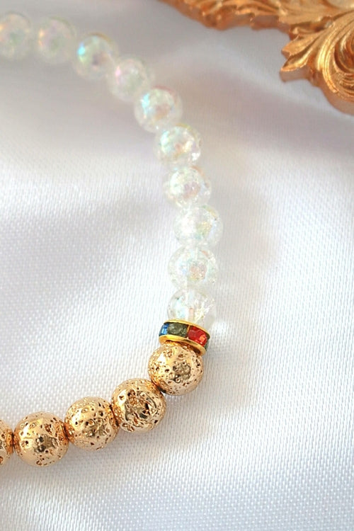 Aroma Diffuser Bracelet – Golden Lava Stone Elastic Bracelet My Store