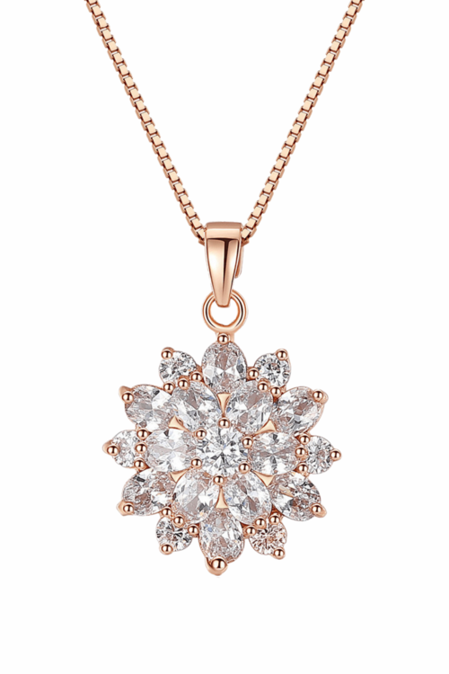 Diamond Sunflower Pendant Necklace 18 Karats Gold Plated MAEssence