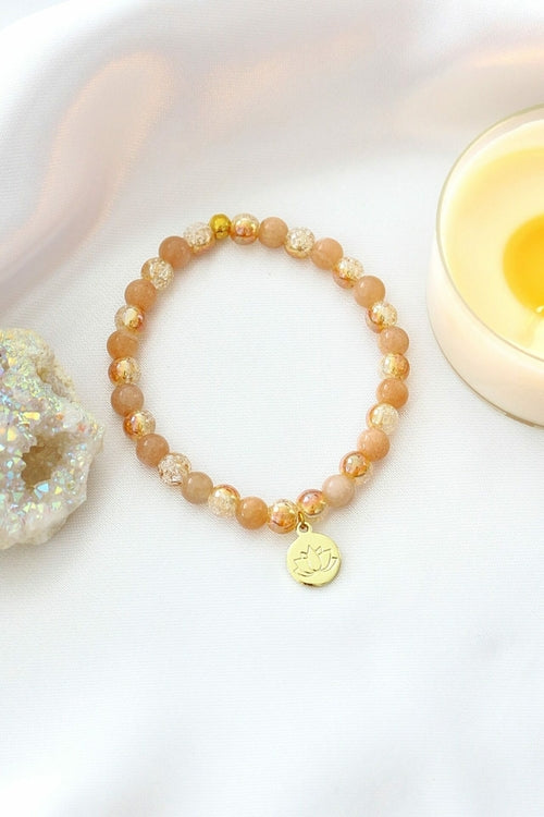 Sunstone Elastic Bracelet | 24K Lotus Flower Charm My Store