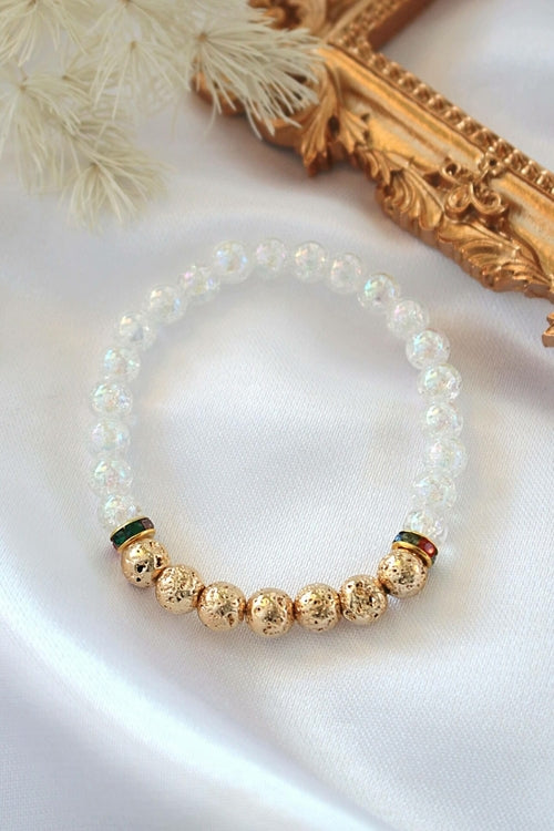 Aroma Diffuser Bracelet – Golden Lava Stone Elastic Bracelet My Store