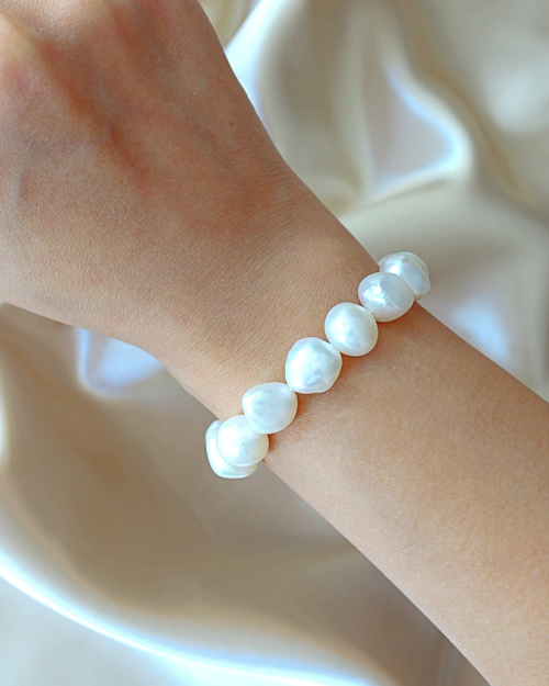 Baroque Genuine Freshwater Pearls & 925 Sterling Silver Bracelet My Store