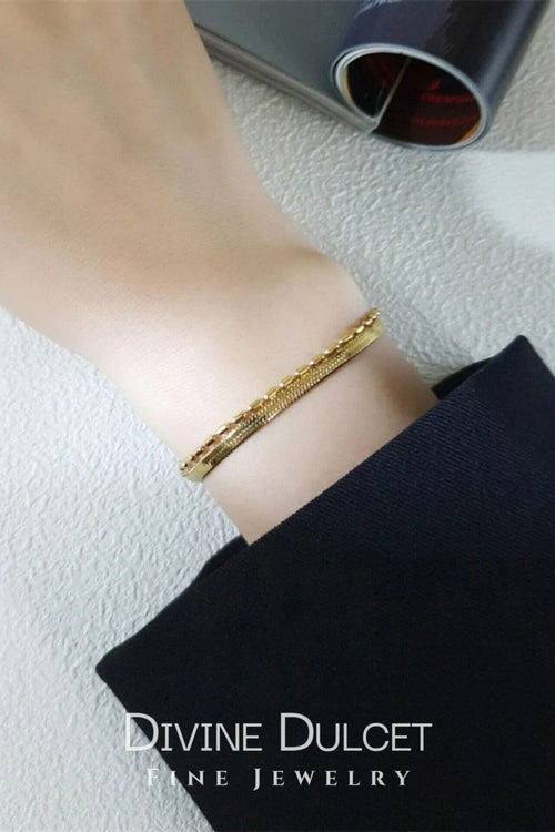 Flat Chain 18 Karats Two Layers Bracelet My Store