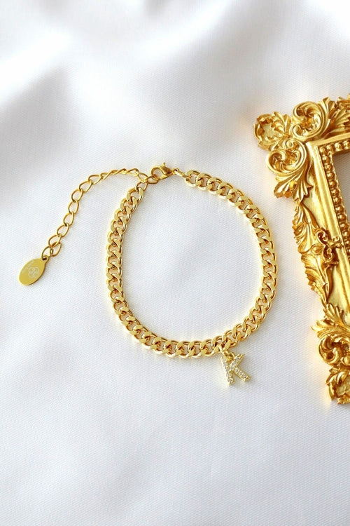 Custom Initial 24 Karats Thick Cuban Chain Bracelet My Store