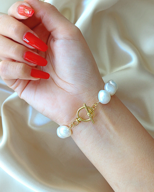 Baroque Genuine Freshwater Pearls & 925 Sterling Silver Bracelet My Store