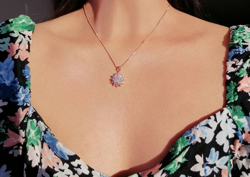 Diamond Sunflower Pendant Necklace 18 Karats Gold Plated MAEssence