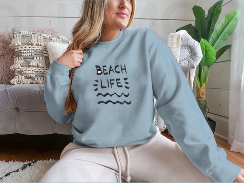 Beach Life Lettering Summer Quote, Black Letters On White Background MAEssence