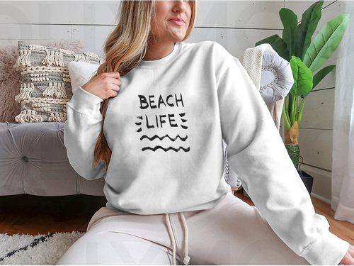 Beach Life Lettering Summer Quote, Black Letters On White Background MAEssence