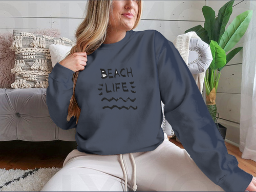 Beach Life Lettering Summer Quote, Black Letters On White Background MAEssence
