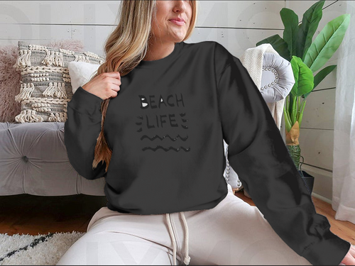 Beach Life Lettering Summer Quote, Black Letters On White Background MAEssence