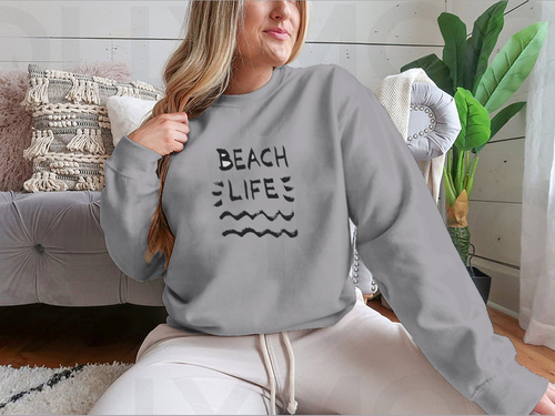 Beach Life Lettering Summer Quote, Black Letters On White Background MAEssence