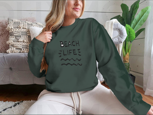 Beach Life Lettering Summer Quote, Black Letters On White Background MAEssence