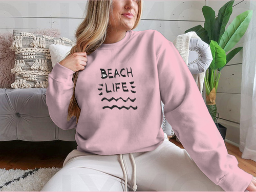 Beach Life Lettering Summer Quote, Black Letters On White Background MAEssence