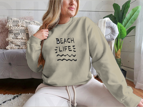 Beach Life Lettering Summer Quote, Black Letters On White Background MAEssence