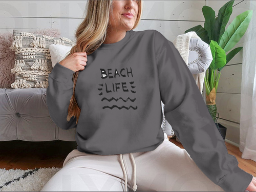 Beach Life Lettering Summer Quote, Black Letters On White Background MAEssence